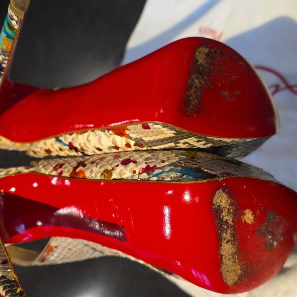 Christian Louboutin Peeptoe Python Carnaval Slingback - Picture 3 of 4